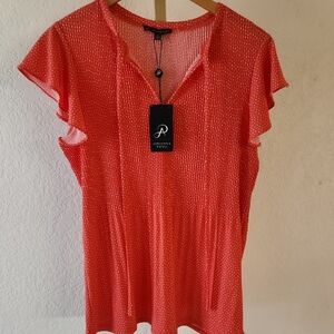 Adrianna Papell Coral Flutter Sleeve Blouse